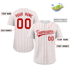 Custom White Red Stripe Fashion Authentic Baseball Jersey