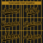 Custom Black Old Gold Stripe Fashion Design Full Button Authentic Baseball Jersey