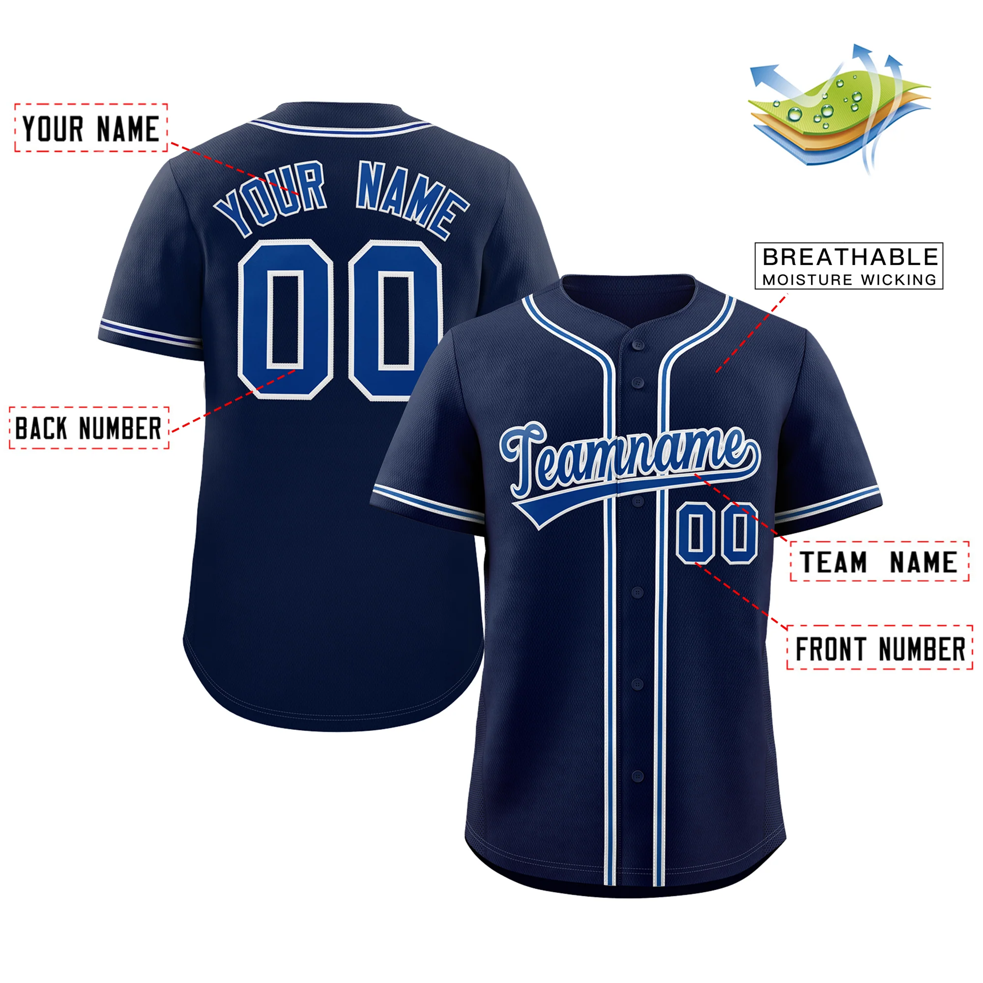 Custom Navy Royal-Gray Classic Style Authentic Baseball Jersey