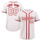 Custom White Red Stripe Fashion Design Full Button Authentic Baseball Jersey